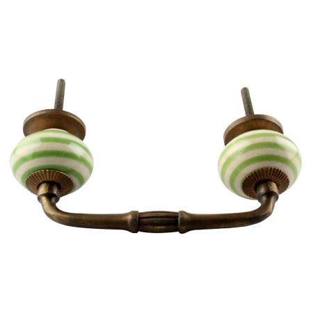 Pea Green Striped Ceramic Bridge Handles